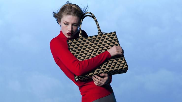 P-R-A-D-A Symbole Jacquard Tote – Premium Women Bag (Black/Beige)