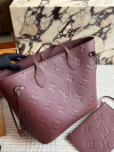 L-O-U-I-S V-U-I-T-T-O-N Neverfull MM Women Bag – Premium Edition (Red,Maroon)