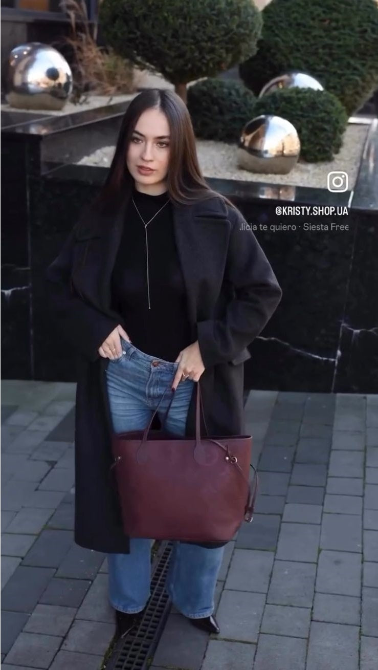 L-O-U-I-S V-U-I-T-T-O-N Neverfull MM Women Bag – Premium Edition (Red,Maroon)