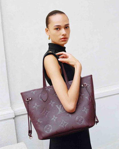 L-O-U-I-S V-U-I-T-T-O-N Neverfull MM Women Bag – Premium Edition (Red,Maroon)