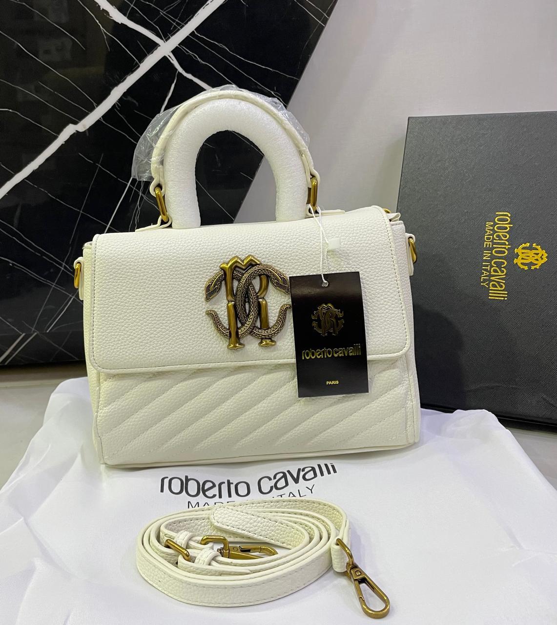 R-O-B-E-R-T-O C-A-V-A-L-L-I Women Bag – Italian Luxury Edition (White)