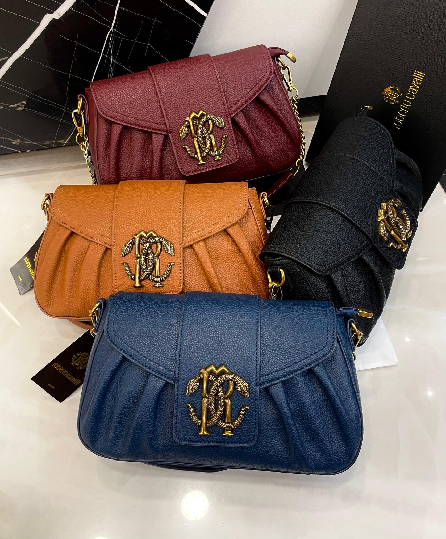 R-O-B-E-R-T-O C-A-V-A-L-L-I Crossbody Women Bag – Master Class Edition (Black)