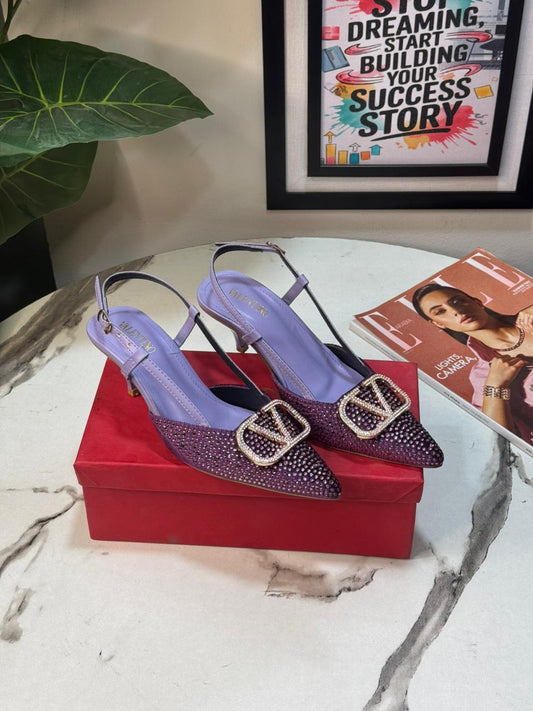 V-E-L-A-N-T-I-N-O Stone Heel – High Quality Women Footwear (Purple)