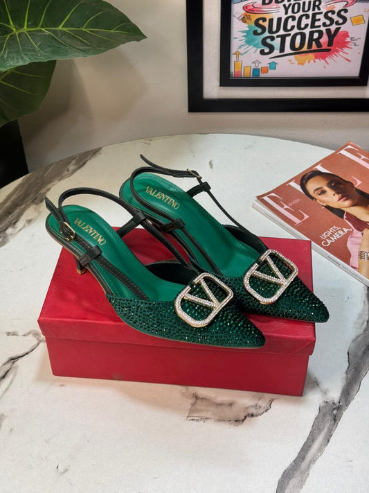 V-E-L-A-N-T-I-N-O Stone Heel – High Quality Women Footwear (Green)