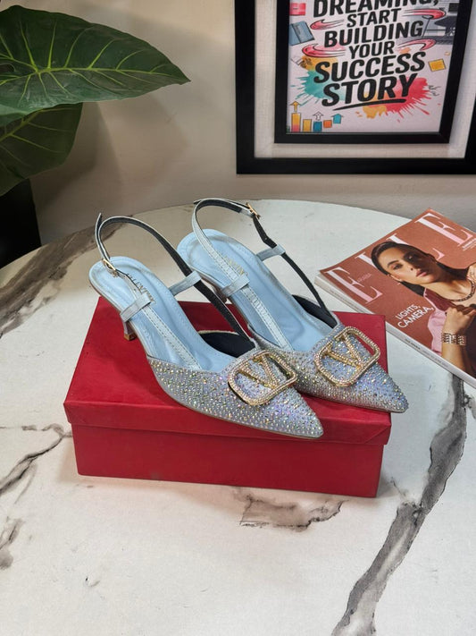 V-E-L-A-N-T-I-N-O Stone Heel – High Quality Women Footwear (Blue)