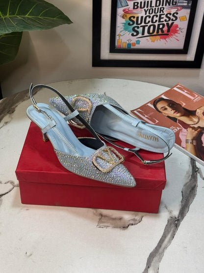 V-E-L-A-N-T-I-N-O Stone Heel – High Quality Women Footwear (Blue)