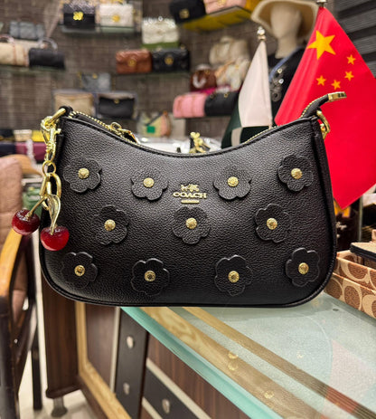 C-O-A-C-H Teri Shoulder Women Bag with Rivets – Master AAA Quality (Black-1)
