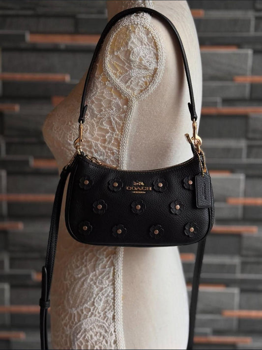 C-O-A-C-H Teri Shoulder Women Bag with Rivets – Master AAA Quality (Black-1)