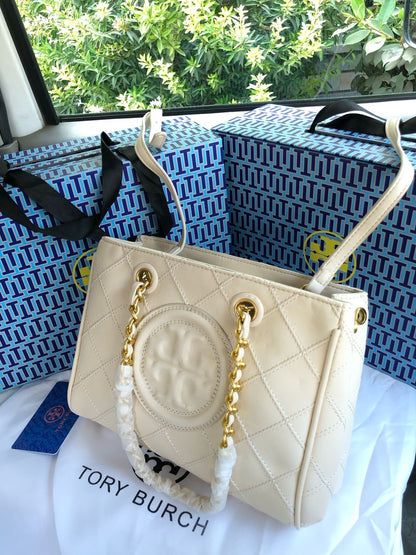 T-O-R-Y B-U-R-C-H Spacious Tote Women Bag – Master Quality Edition (Cream)