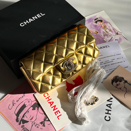 C-H-A-N-E-L Pearl Flap Crossbody Women Bag – Premium Edition (Gold)