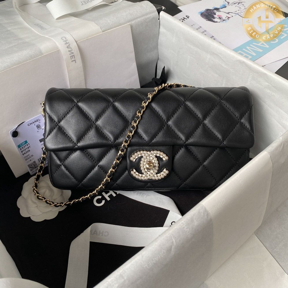 C-H-A-N-E-L Pearl Flap Crossbody Women Bag – Premium Edition (Black)