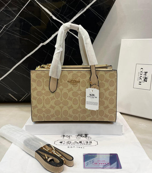 C-O-A-C-H Small Tote & Crossbody Women Bag – Master Class Edition (Beige/Brown-3)