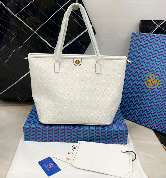 T-O-R-Y B-U-R-C-H Tote Women Bag 2PC Set – Master Class Edition (White)