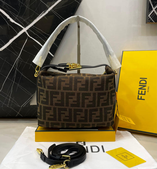 F-E-N-D-I Iconic Mini Crossbody – Everyday Luxury Statement Bag (Brown-1)