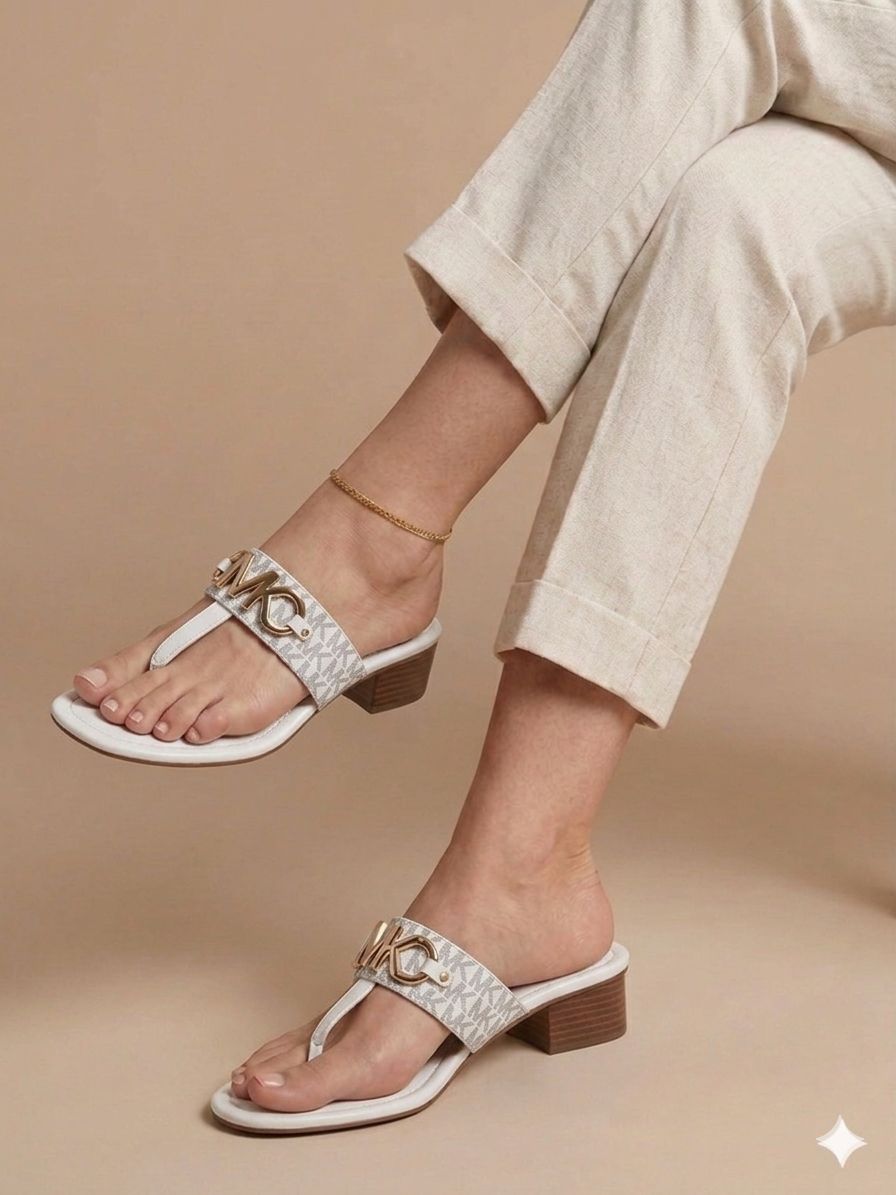 M-I-C-H-A-E-L K-O-R-S Flats – Elegant Women Footwear (White)