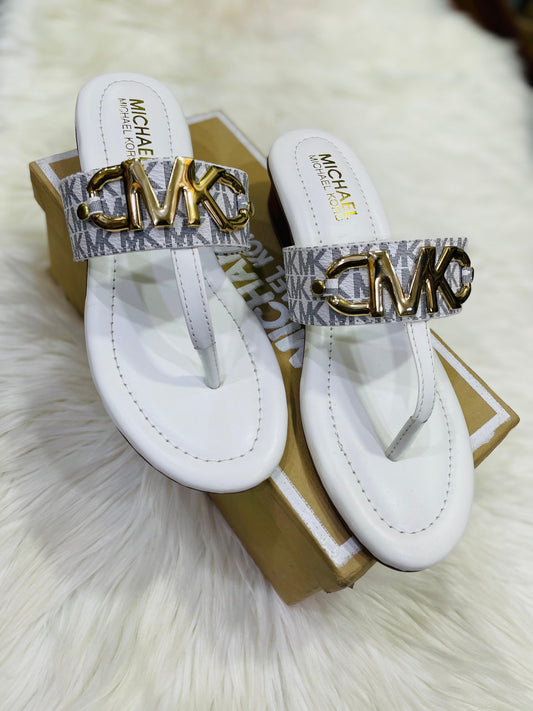 M-I-C-H-A-E-L K-O-R-S Flats – Elegant Women Footwear (White)