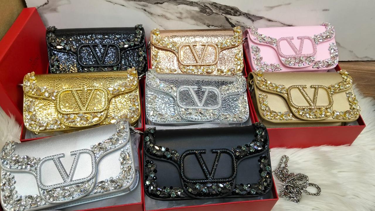V-A-L-E-N-T-I-N-O G-A-R-A-V-A-N-I Locò Small Crossbody Women Bag – Crystal Edition (Silver Design-1)