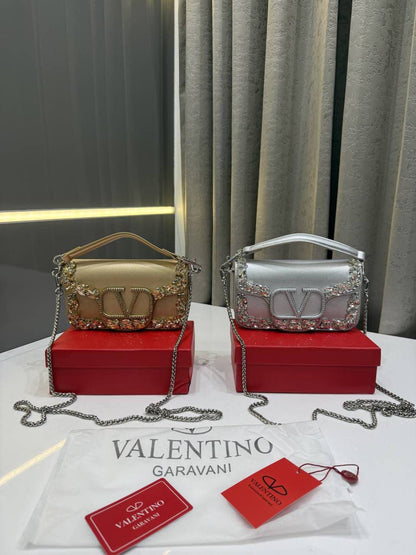 V-A-L-E-N-T-I-N-O G-A-R-A-V-A-N-I Locò Small Crossbody Women Bag – Crystal Edition (Silver Design-2)