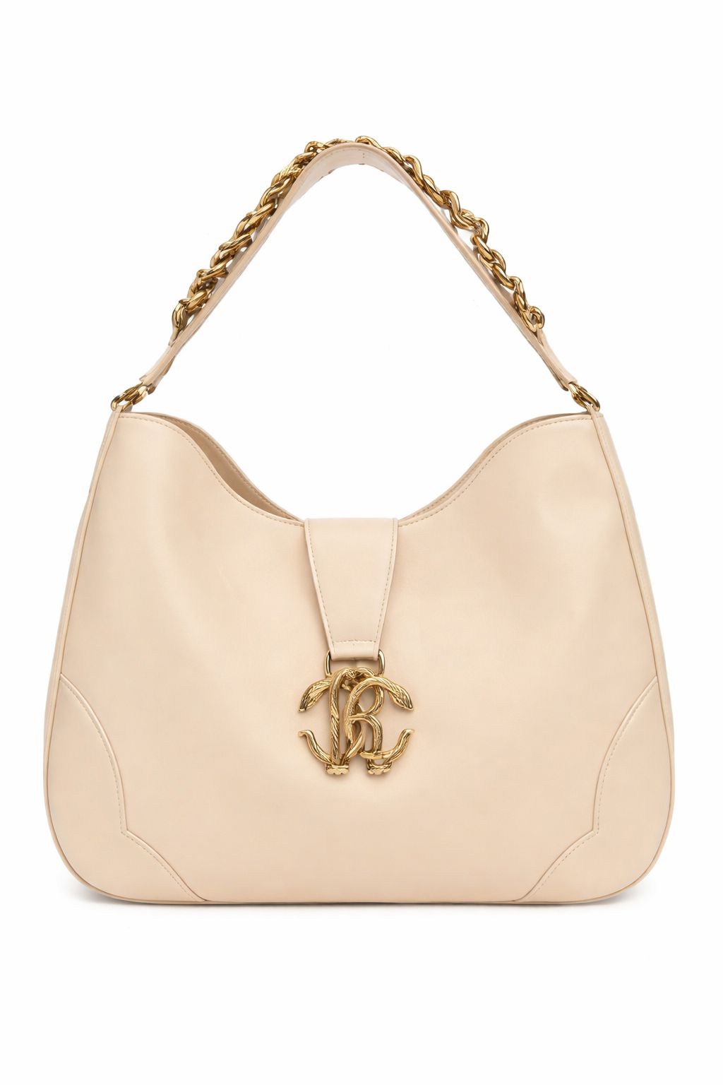 R-O-B-E-R-T-O C-A-V-A-L-L-I Chain Detail Shoulder Women Bag – Elegant Edition (Cream)