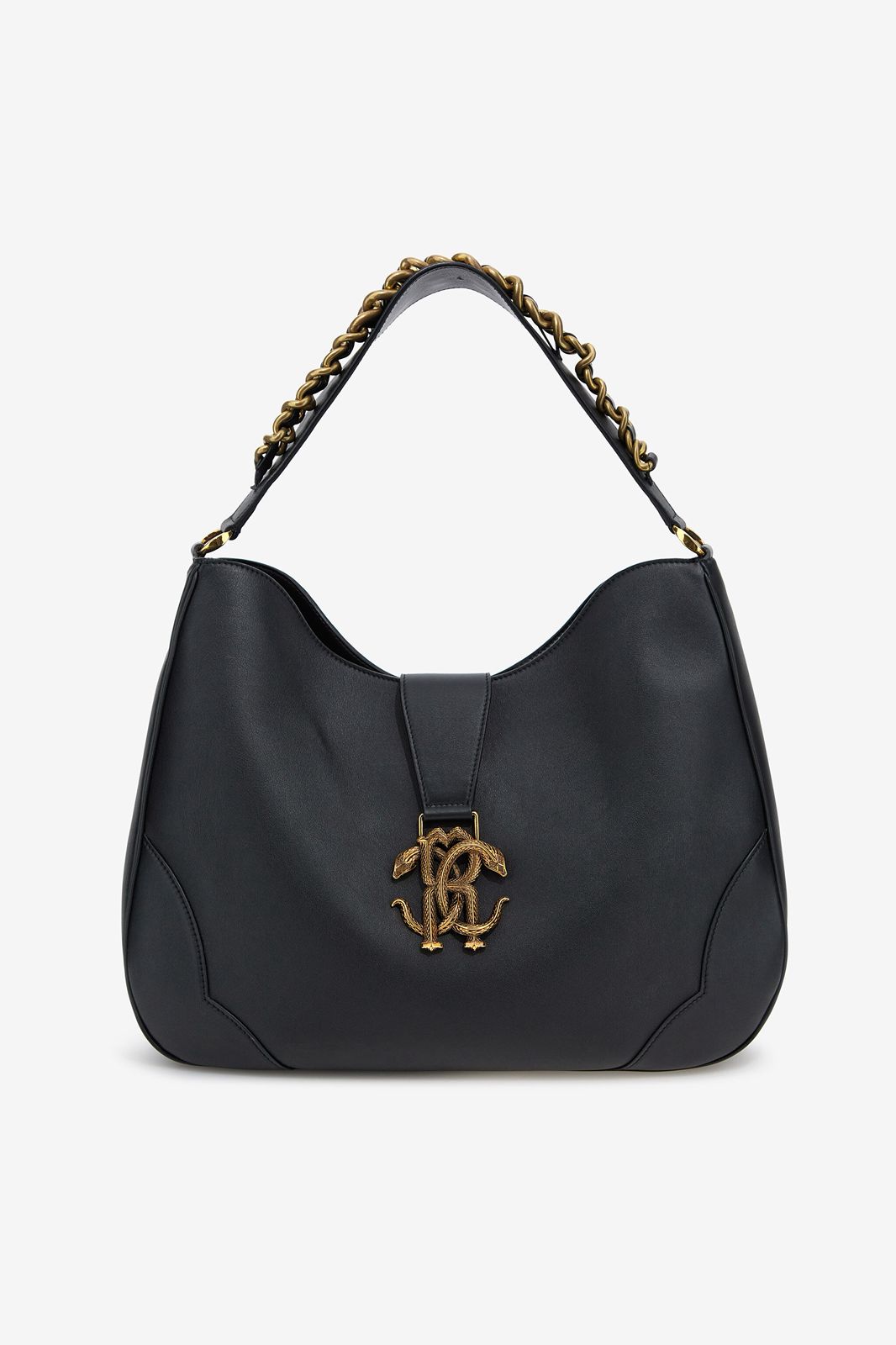 R-O-B-E-R-T-O C-A-V-A-L-L-I Chain Detail Shoulder Women Bag – Elegant Edition (Black)