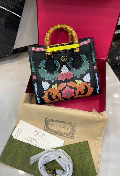 G-U-C-C-I Luxury Bamboo Handle Series Women Bag – Master Quality | (Black/Green)