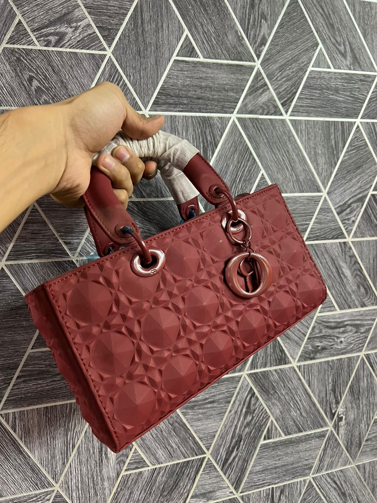 C-H-R-I-S-T-I-A-N D-I-O-R Lady D-Joy Medium Women Bag – Master Quality Edition (Maroon)
