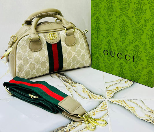 G-U-C-C-I Medium Duffle Women Bag – Travel Luxe Edition (Beige)