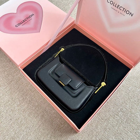 C-H-A-R-L-E-S & K-E-I-T-H Koa Push-Lock Top Handle Women Bag – Elegant Edition (Black)