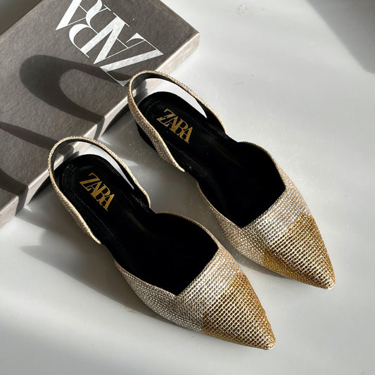 Z-A-R-A Flat Slippers – Everyday Women Footwear (Gold)