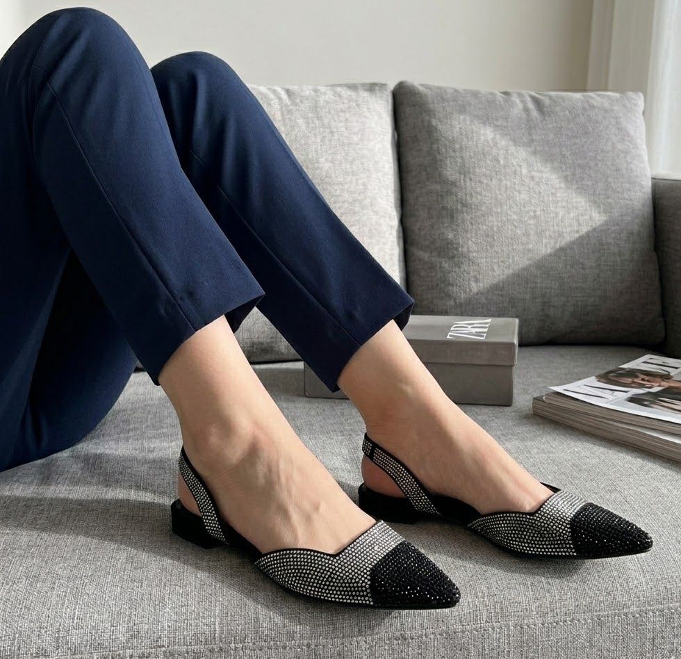 Z-A-R-A Flat Slippers – Everyday Women Footwear (Black)