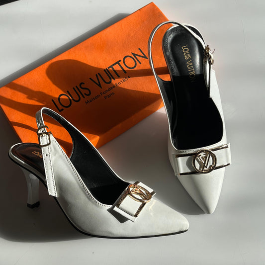 L-O-U-I-S V-U-I-T-T-O-N Pumps – Elegant Women Footwear (White)