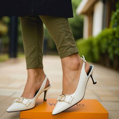 L-O-U-I-S V-U-I-T-T-O-N Pumps – Elegant Women Footwear (White)