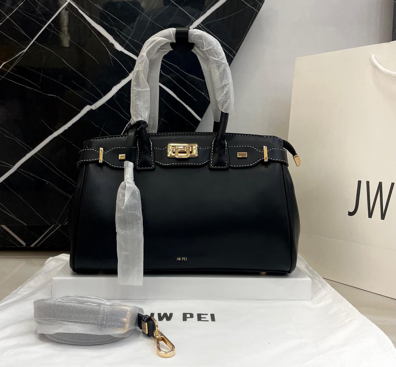 J-W P-E-I Ziva Metal Lock Decoration Tote Women Bag – Master Class Edition (Black)