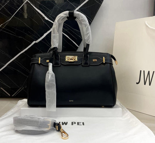 J-W P-E-I Ziva Metal Lock Decoration Tote Women Bag – Master Class Edition (Black)