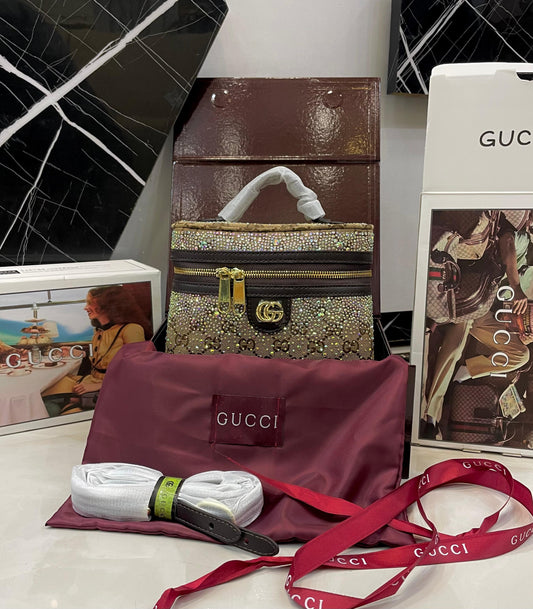 G-U-C-C-I Crystal Women Bag – Premium Edition (Brown)