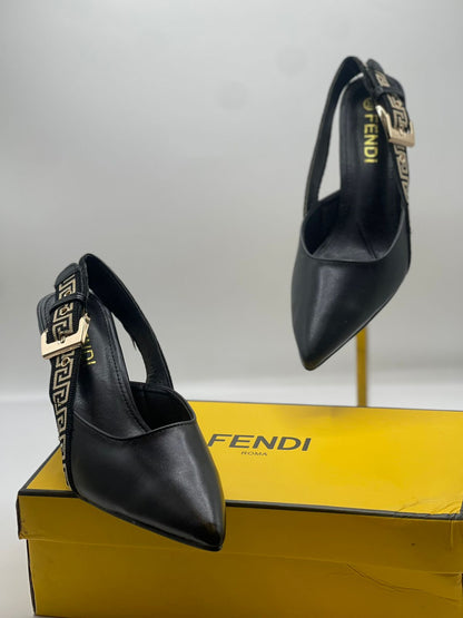 F-E-N-D-I Heels – Elegant Women Footwear (Black)