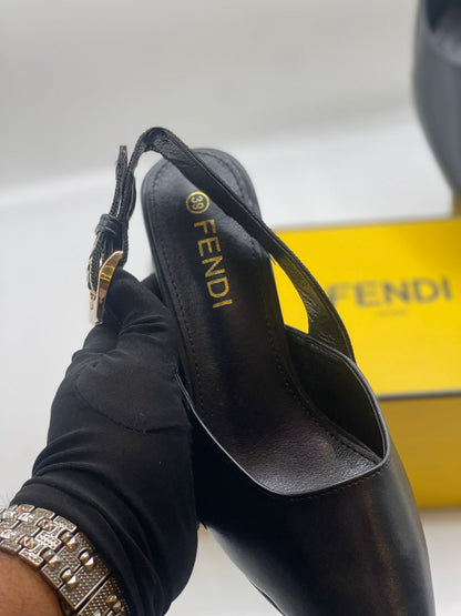 F-E-N-D-I Heels – Elegant Women Footwear (Black)