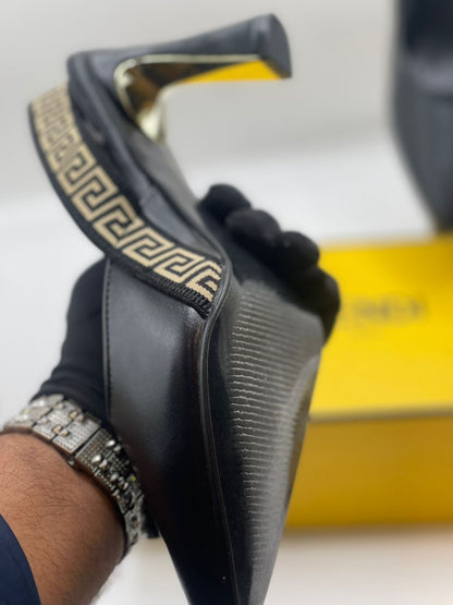 F-E-N-D-I Heels – Elegant Women Footwear (Black)