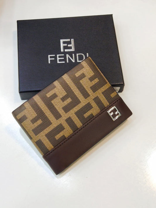 F-E-N-D-I Branded Leather Wallet – Master Class Edition-Unisex (Brown/Beige)