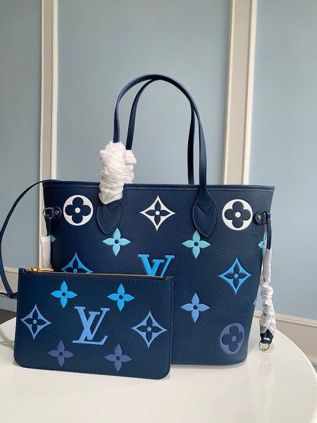 L-O-U-I-S V-U-I-T-T-O-N Neverfull MM Women Bag – Classic Edition (Blue)
