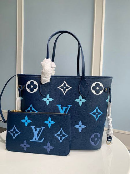 L-O-U-I-S V-U-I-T-T-O-N Neverfull MM Women Bag – Classic Edition (Blue)
