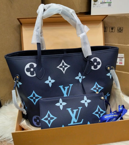 L-O-U-I-S V-U-I-T-T-O-N Neverfull MM Women Bag – Classic Edition (Blue)
