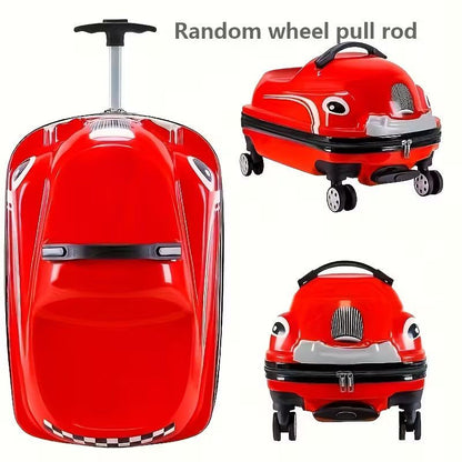 Kids 20-Inch 3D Cartoon Trolley Luggage – Ride-On Suitcase (Red)