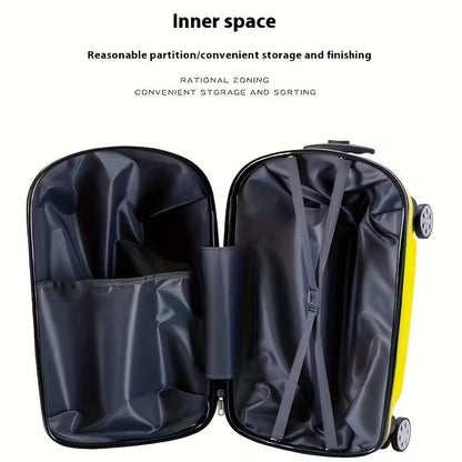 Kids 20-Inch 3D Cartoon Trolley Luggage – Ride-On Suitcase (Pink)