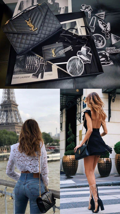 Y-S-L Crossbody Women Bag – Chain Edition (Black/Gold)