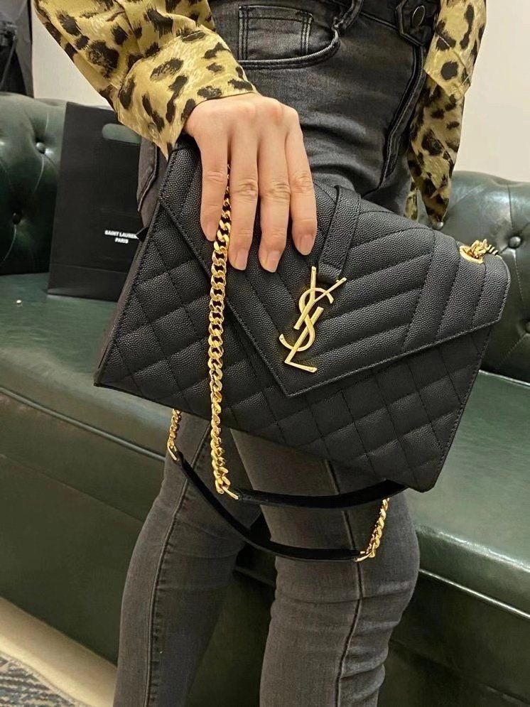 Y-S-L Crossbody Women Bag – Chain Edition (Black/Gold)