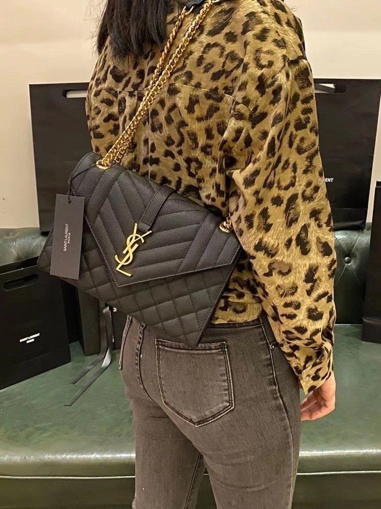 Y-S-L Crossbody Women Bag – Chain Edition (Black/Gold)