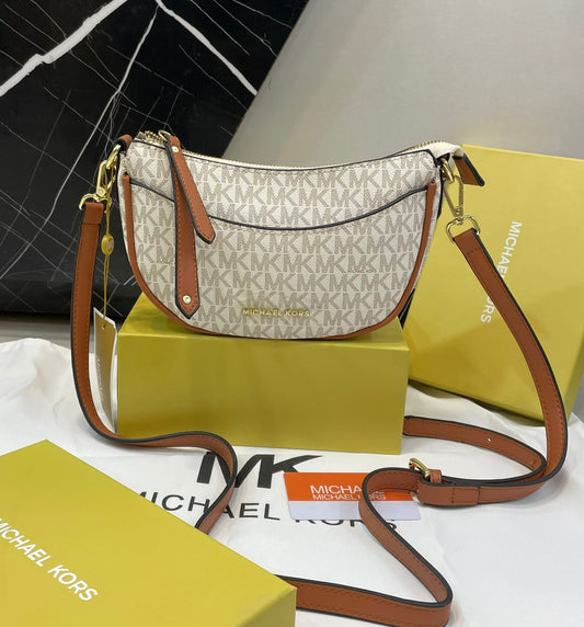 M-I-C-H-A-E-L K-O-R-S Crossbody Women Bag – Master Quality Edition (White/Brown)