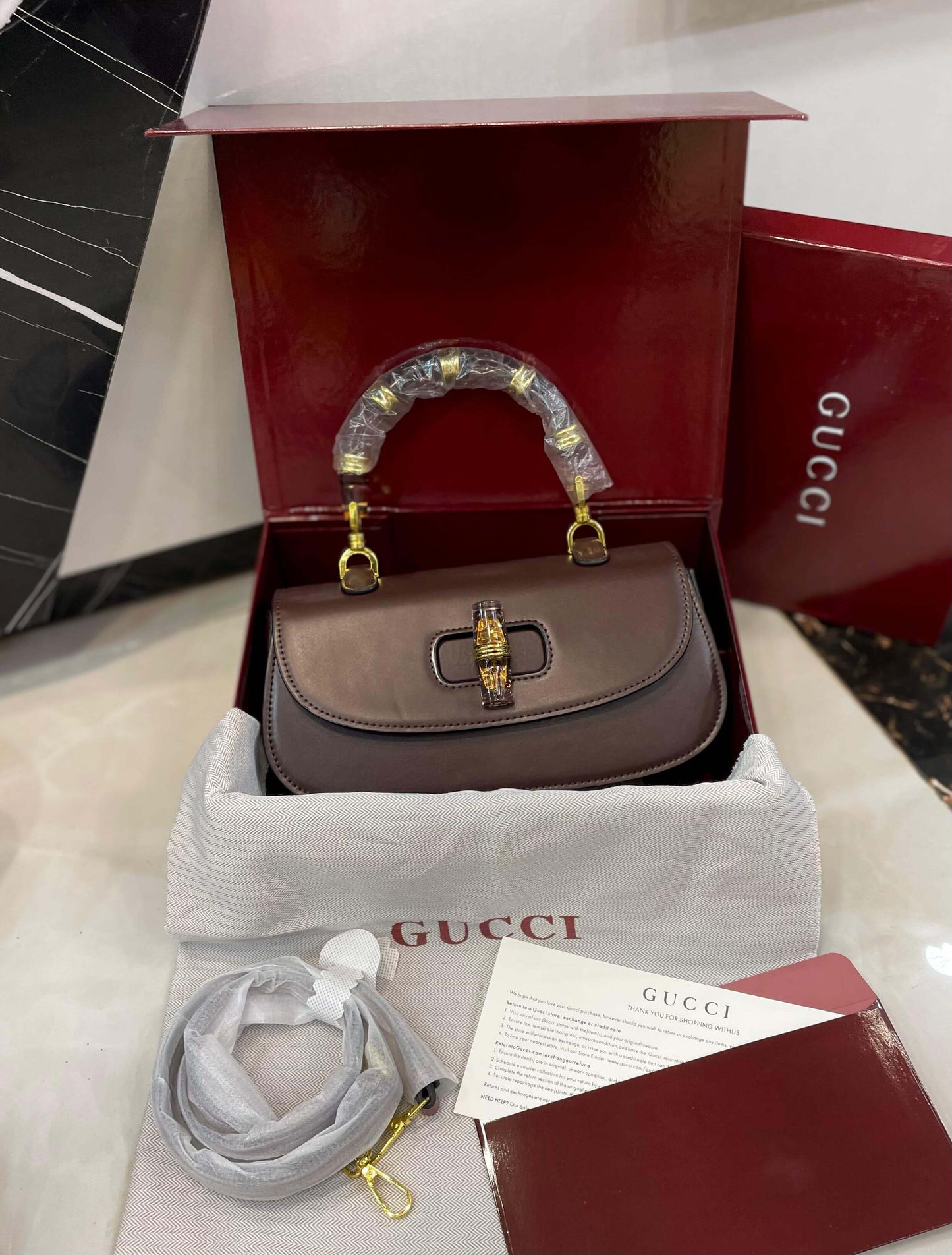 G-U-C-C-I Bamboo 1947 Crossbody Women Bag – Premium Edition (Brown)