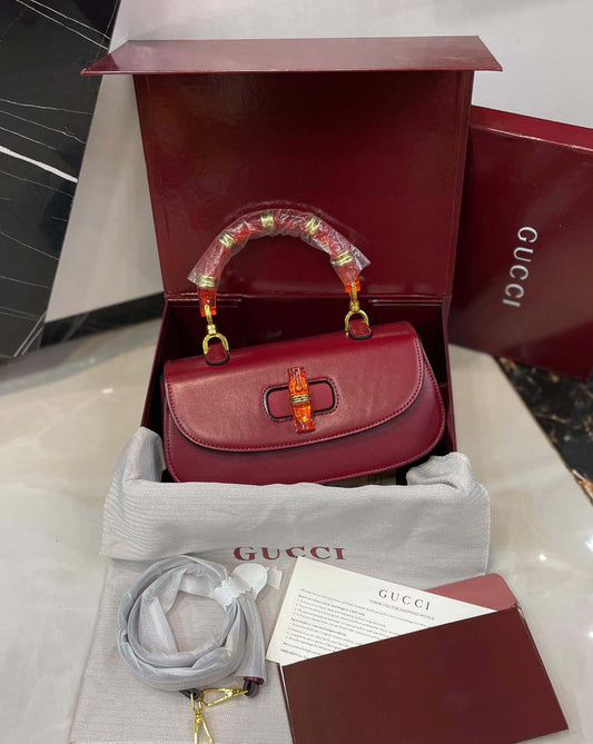 G-U-C-C-I Bamboo 1947 Crossbody Women Bag – Premium Edition (Maroon)